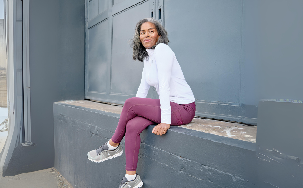 Athleisure for women - maroon skirted leggings.