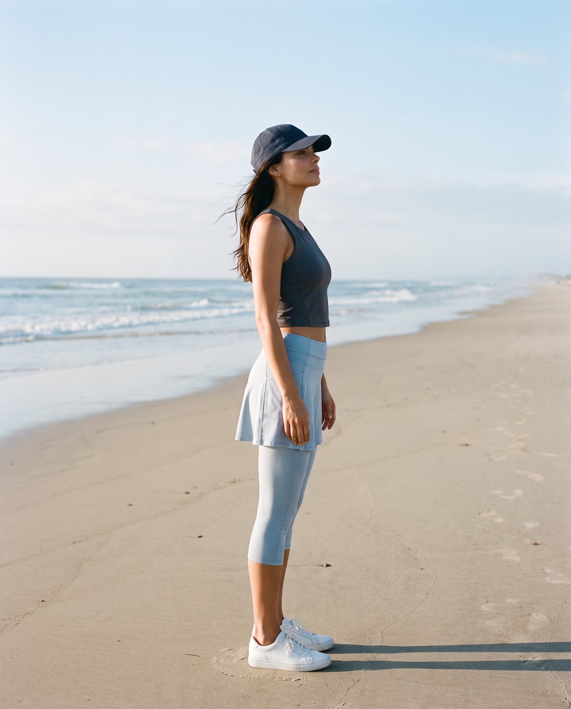 Light Blue Flare Skirted Leggings with Nordic Shelf Bra top