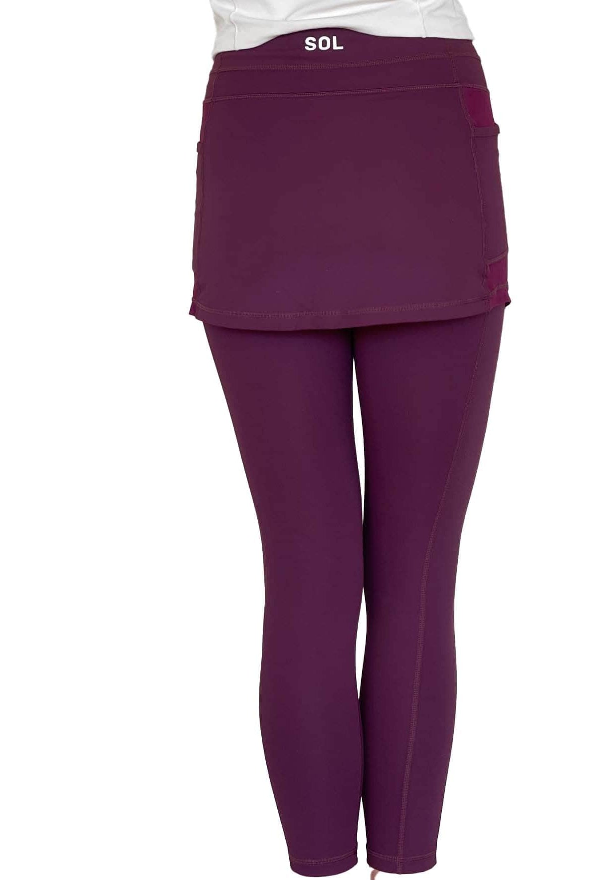 Maroon 2-1 Skirted Ankle-Length Leggings from back