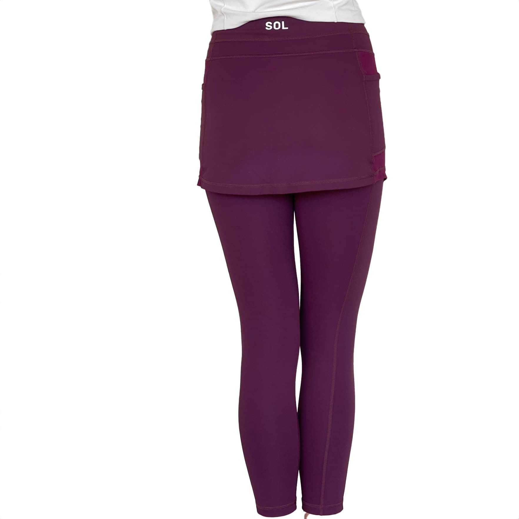 Maroon 2-1 Skirted Ankle-Length Leggings from back