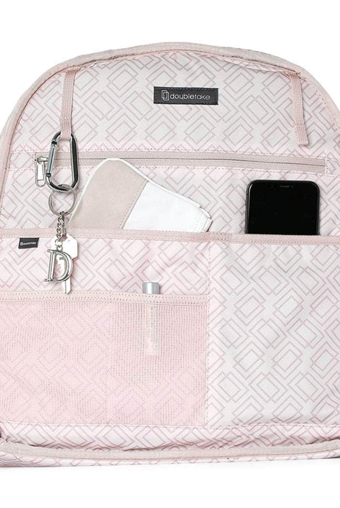 Interior pockets of tennis backpack