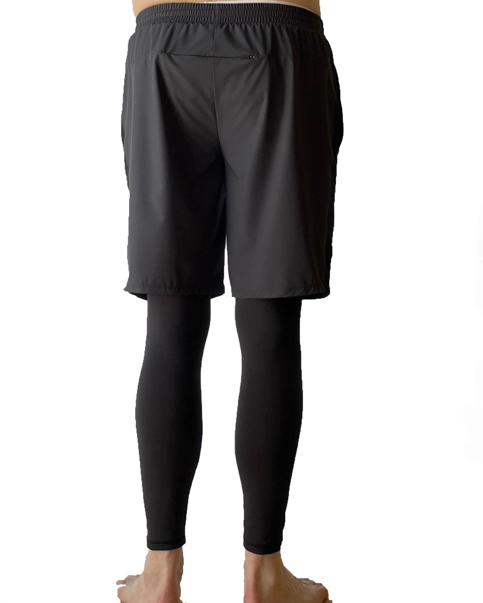 Male model wearing Sol Sister Mister Men's 2-1 Shorts with Leggings taken waist down from rear.