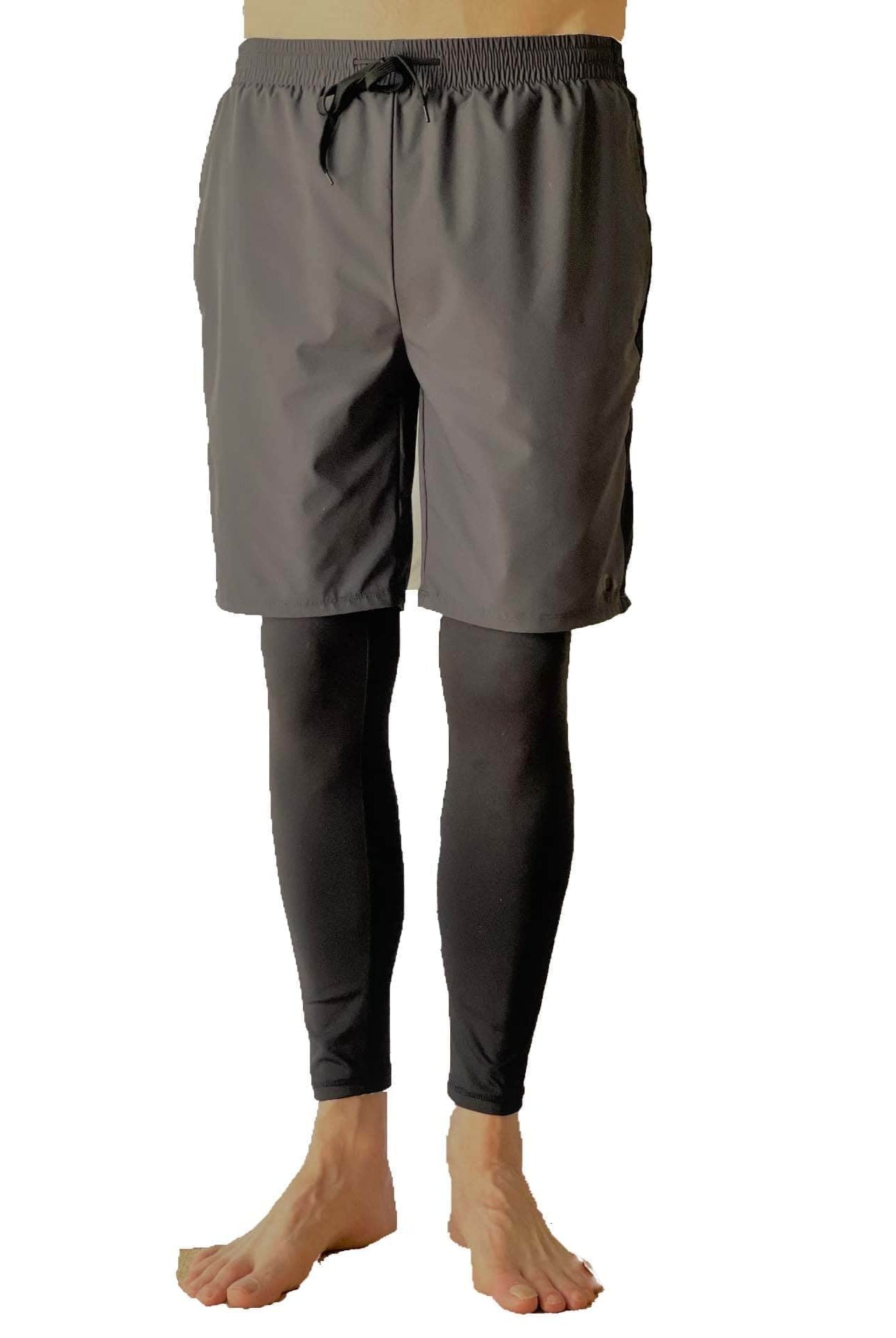 Male model wearing Sol Sister Mister Men's 2-1 Shorts with Leggings taken waist down from front.