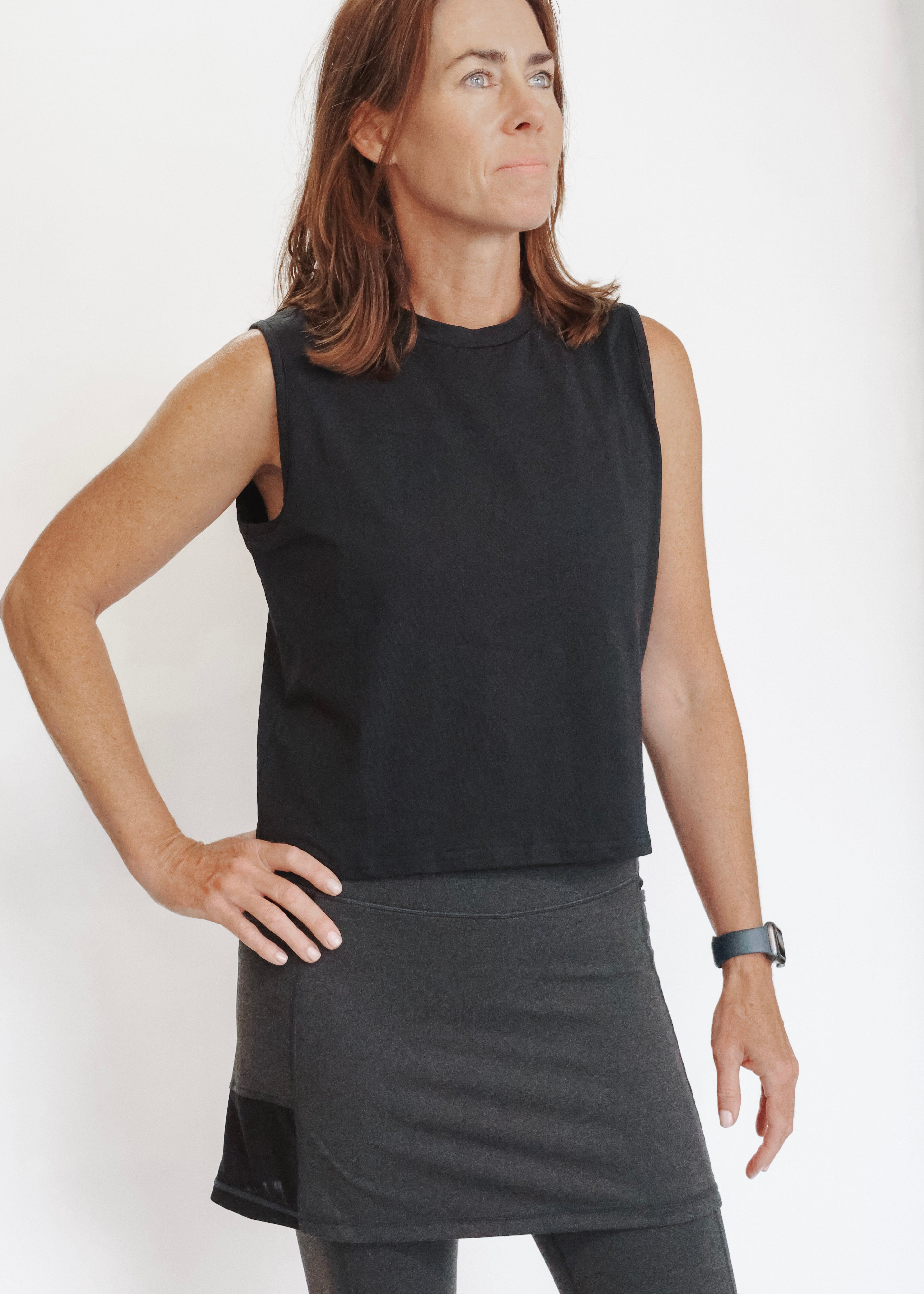 Relaxed Black Cotton Tank Top