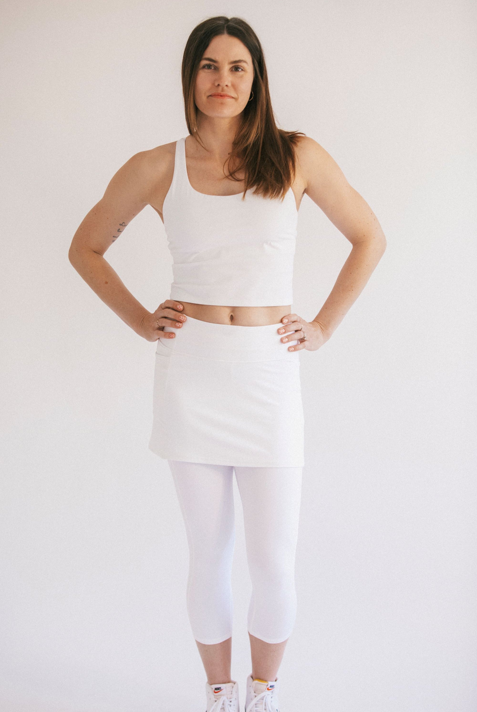 Tennis Skirt White with Leggings
