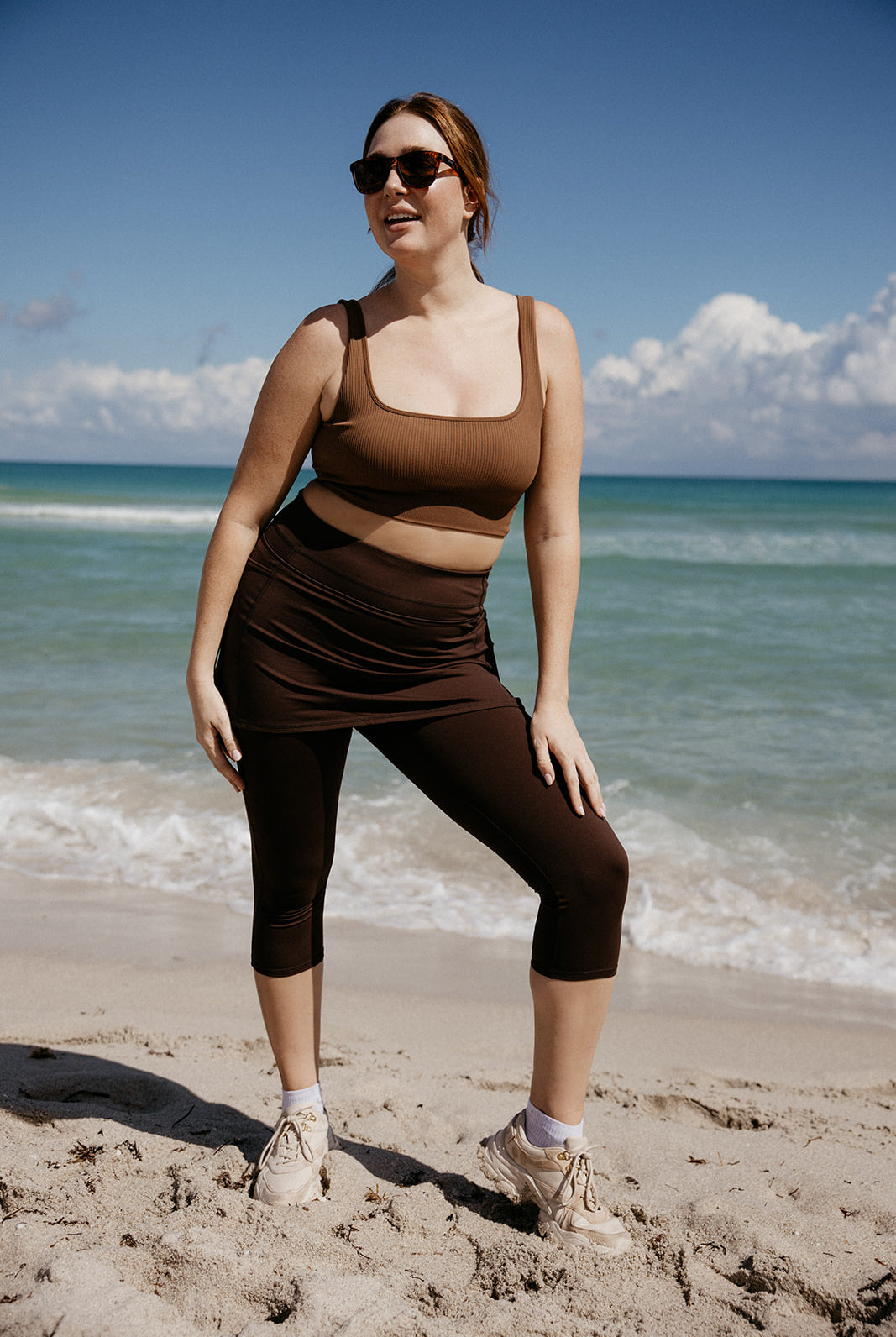 skirted leggings brown activewear