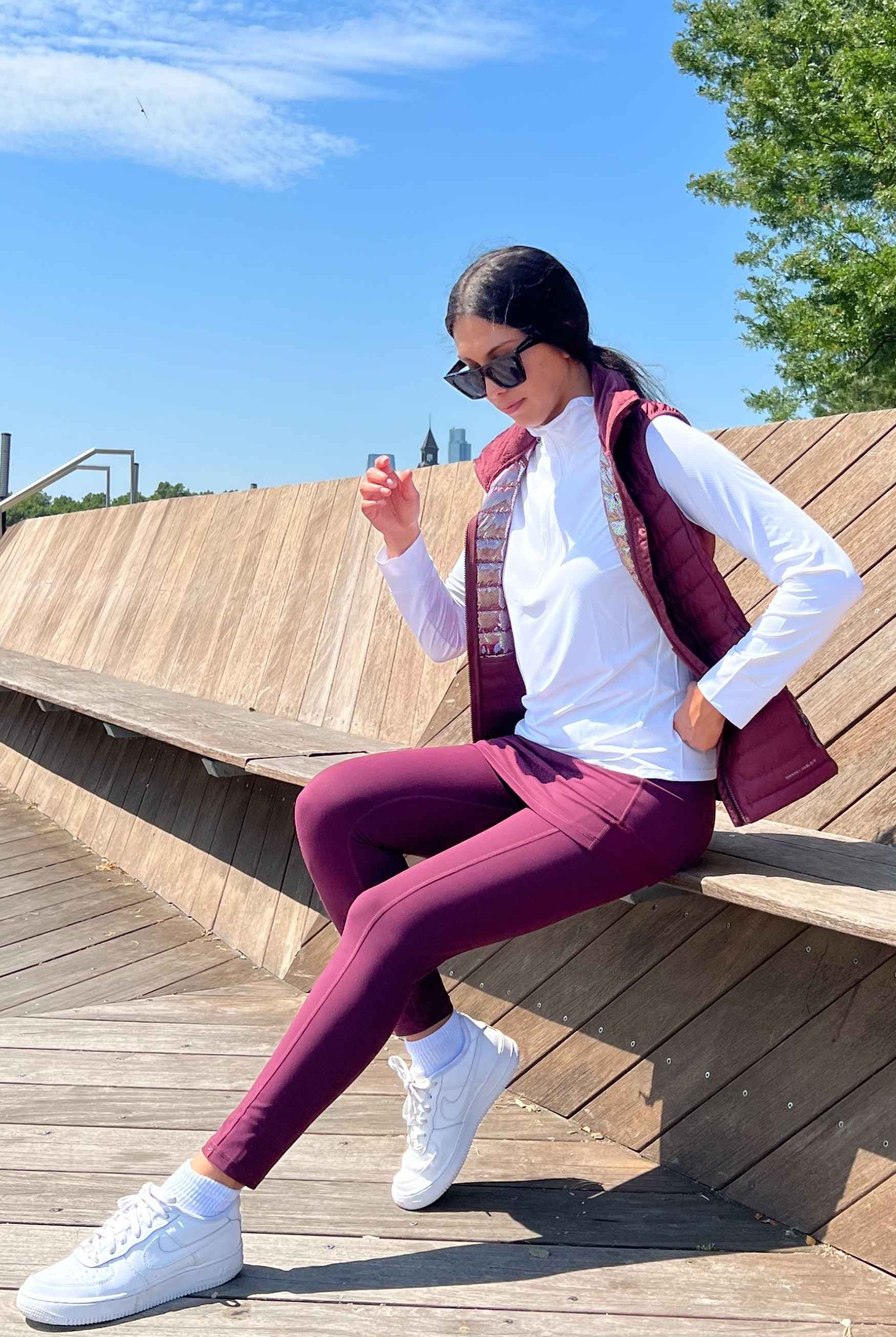 Skirted Leggings in Maroon Burgundy