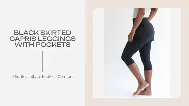 Black Skirted Capris Leggings with Pockets by@Outfy