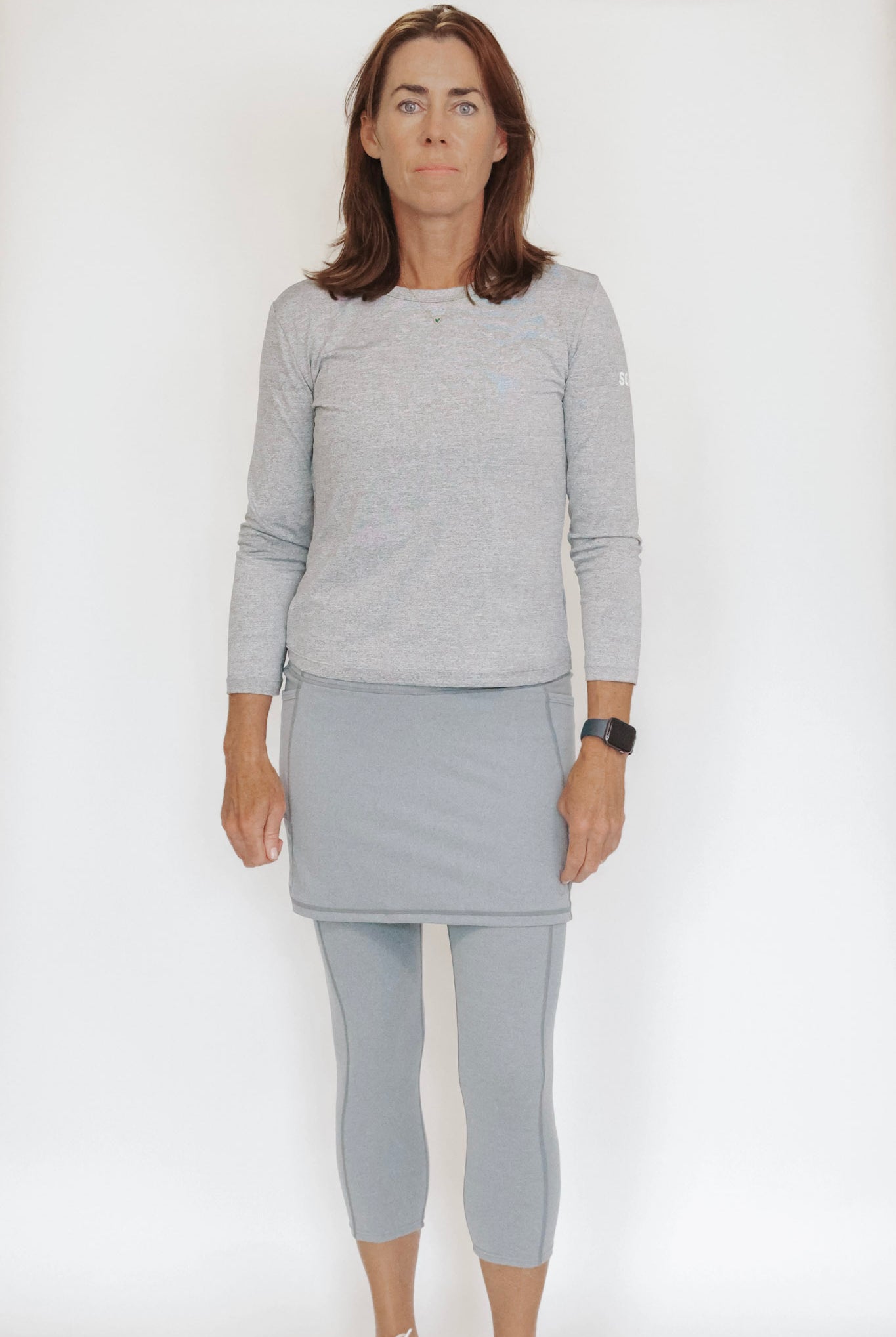 Skirted Leggings in Heather Grey Mid Calf