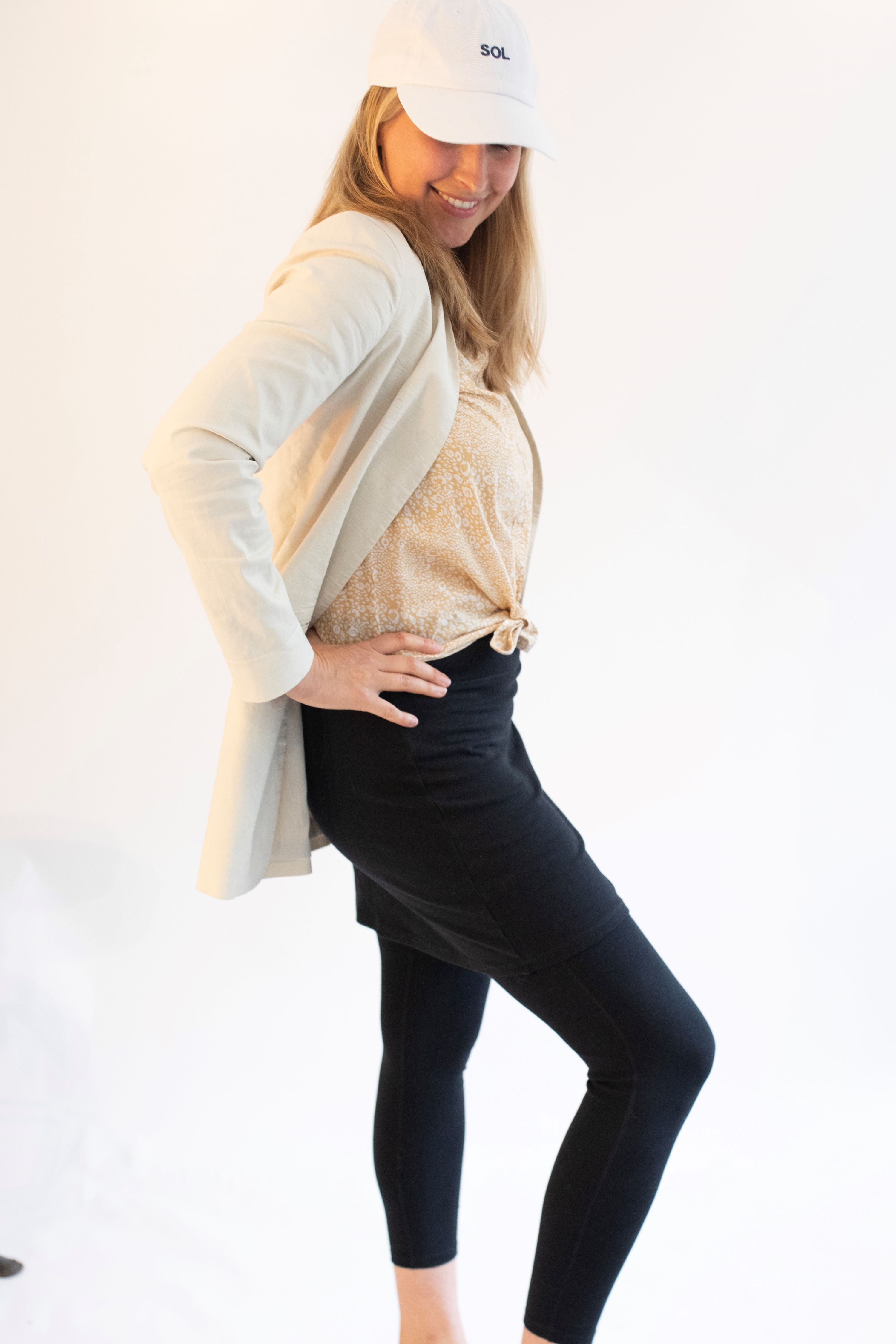 travel skirted black leggings