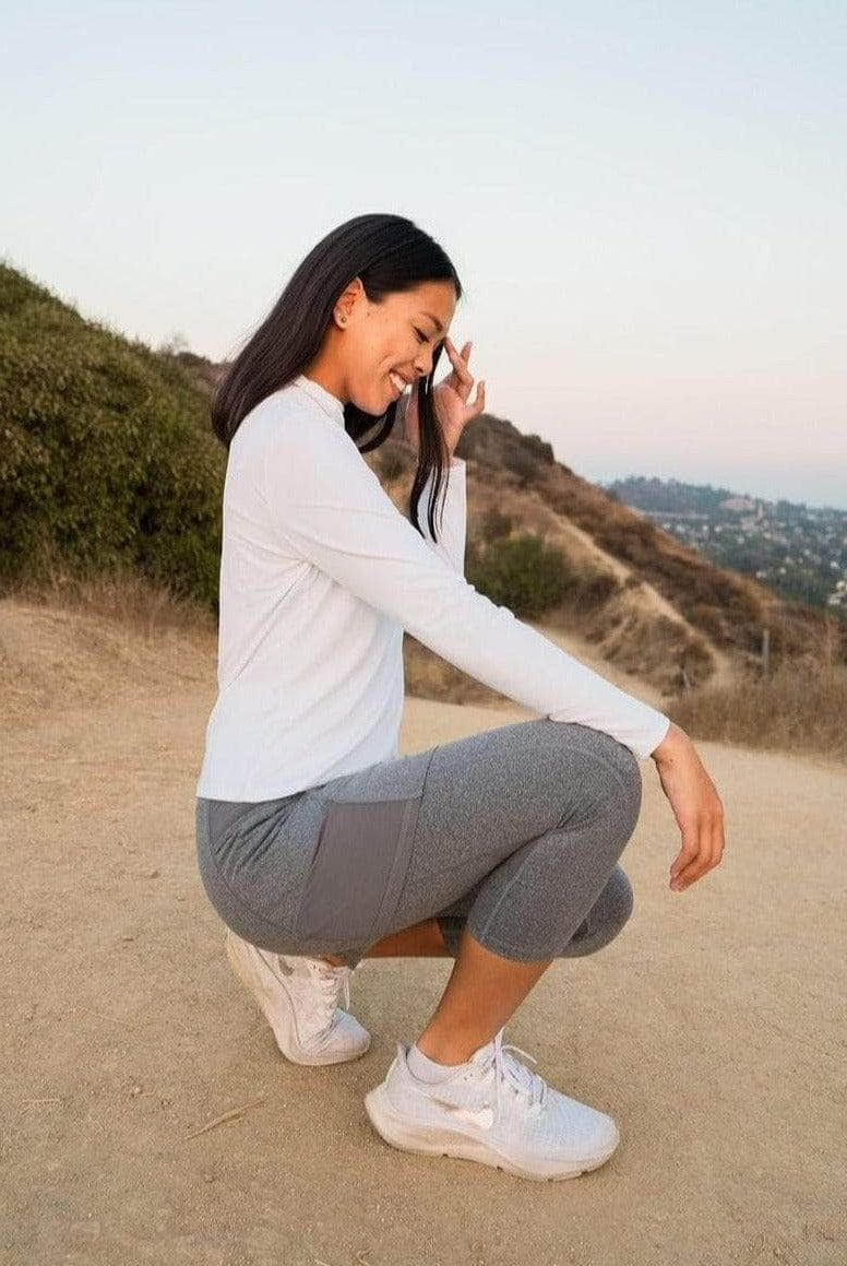 2-1 Original Skirted Mid-Calf Length Leggings in Heather Gray - Sol Sister Sport