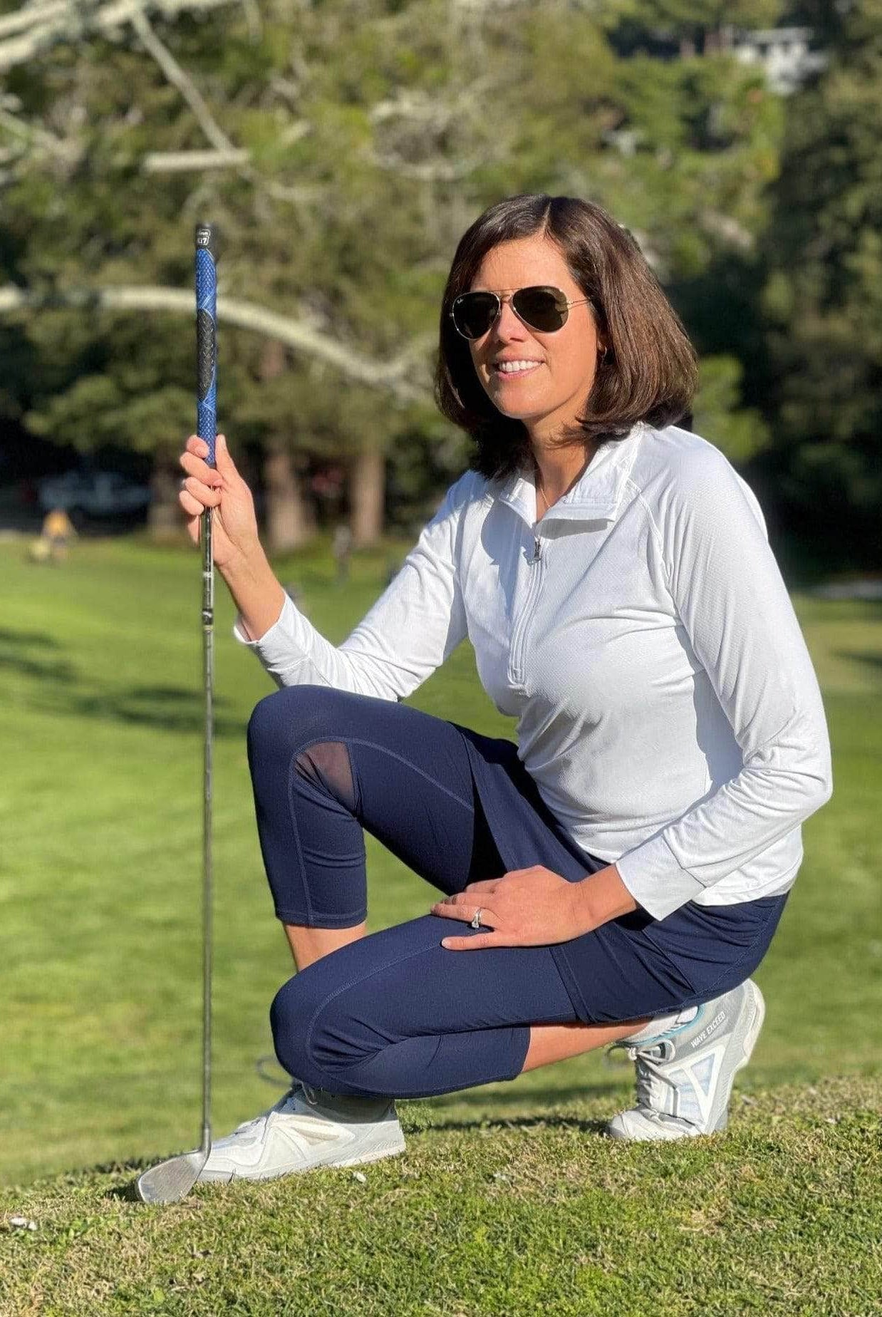 2-1 Original Skirted Mid-calf Length Leggings in Navy Blue - Sol Sister Sport