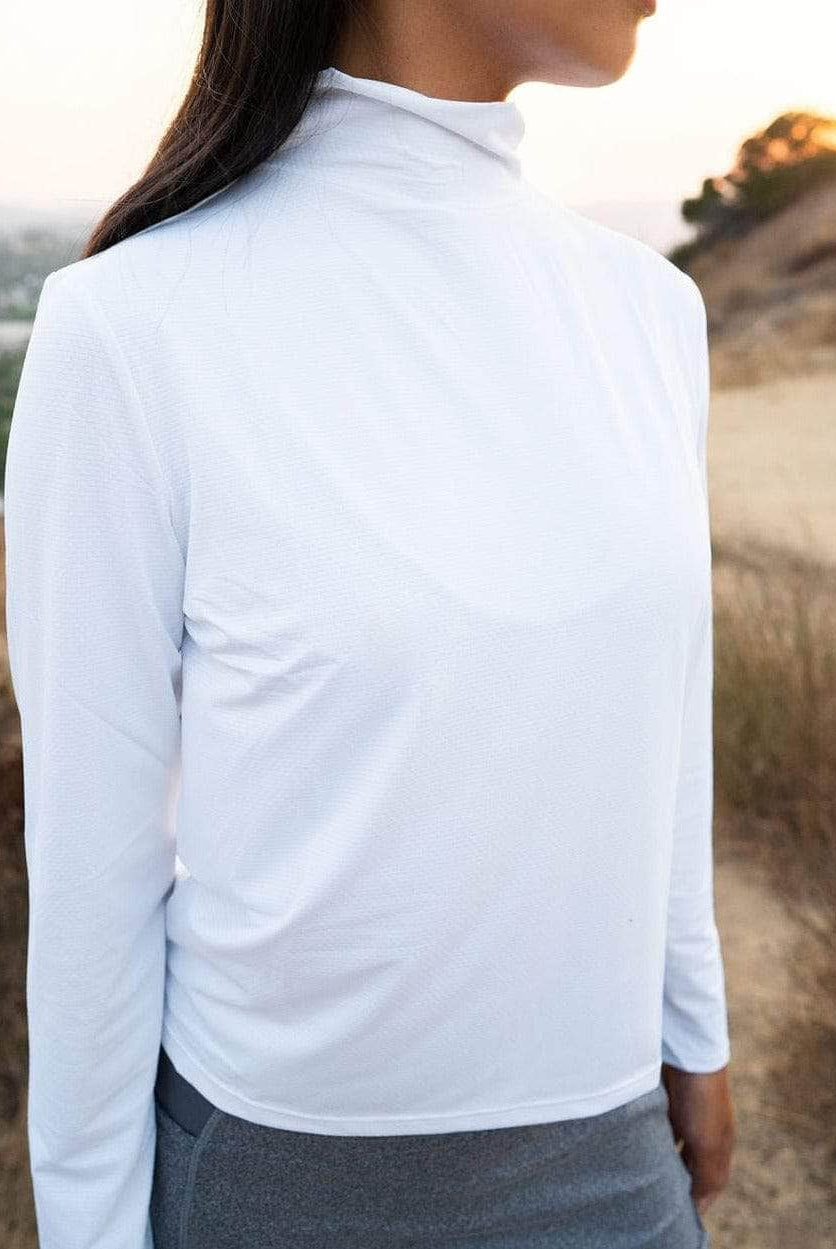 SOL Long-sleeve T-Neck Shirt in White - Sol Sister Sport