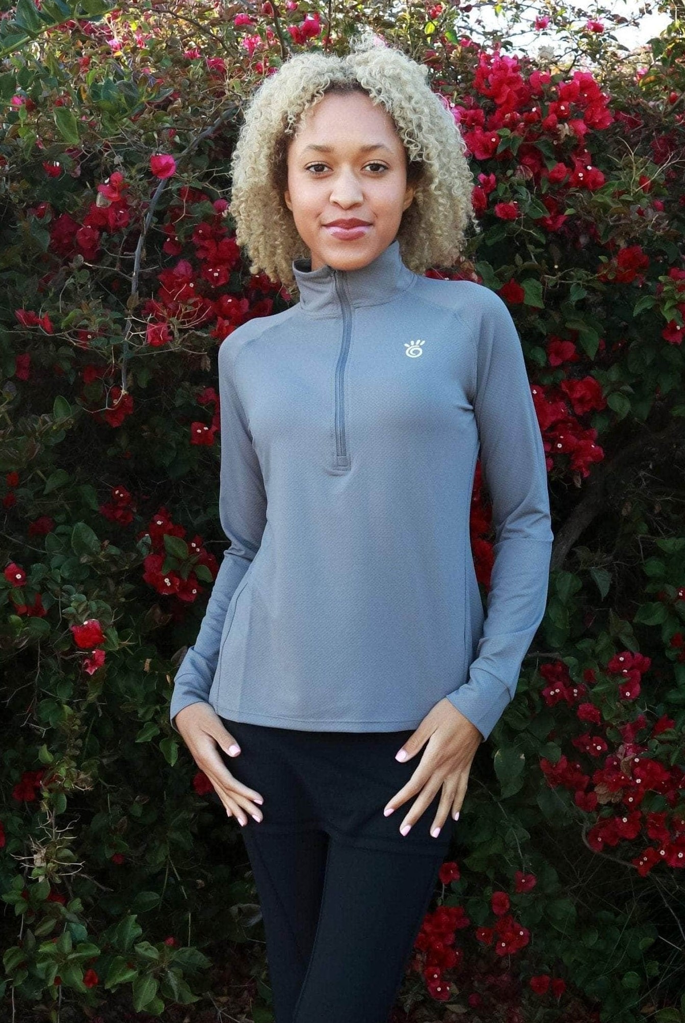 Sol Long-sleeve Zip Front Shirt in Grey - Sol Sister Sport
