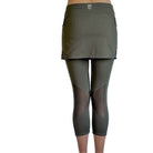 Rear view of 2-1 Original Skirted Mid-calf Length Leggings in Dark Olive - Sol Sister Sport