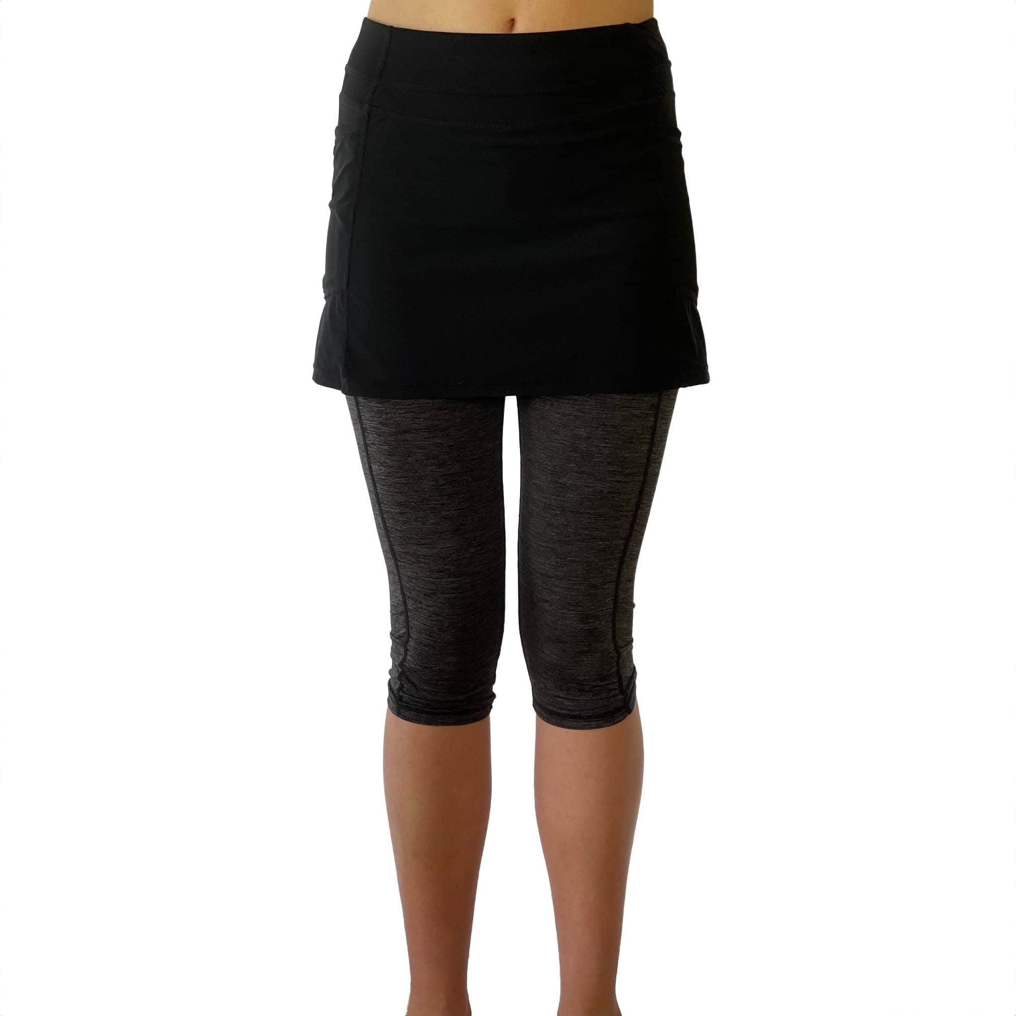 Black and Gray Sport Skort Capris Leggings with Pockets Sol Sister Sport