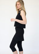 Black cotton skirted Capris on a white background