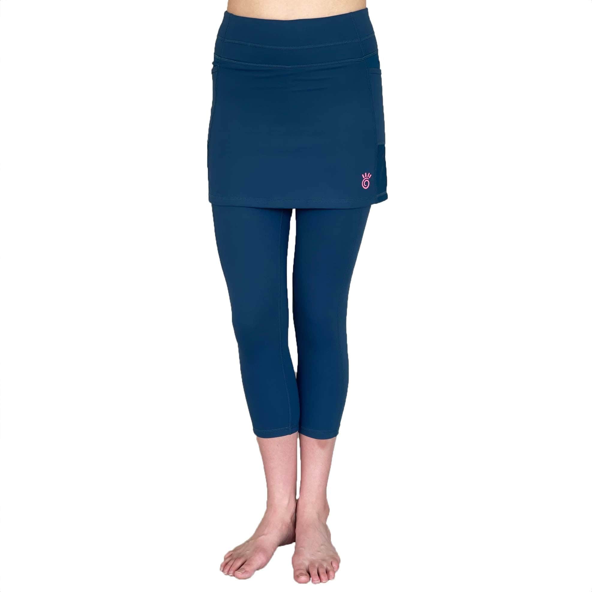 Peacock Blue Mid Calf Skirted Leggings with Pockets Shop Now Sol Sister Sport
