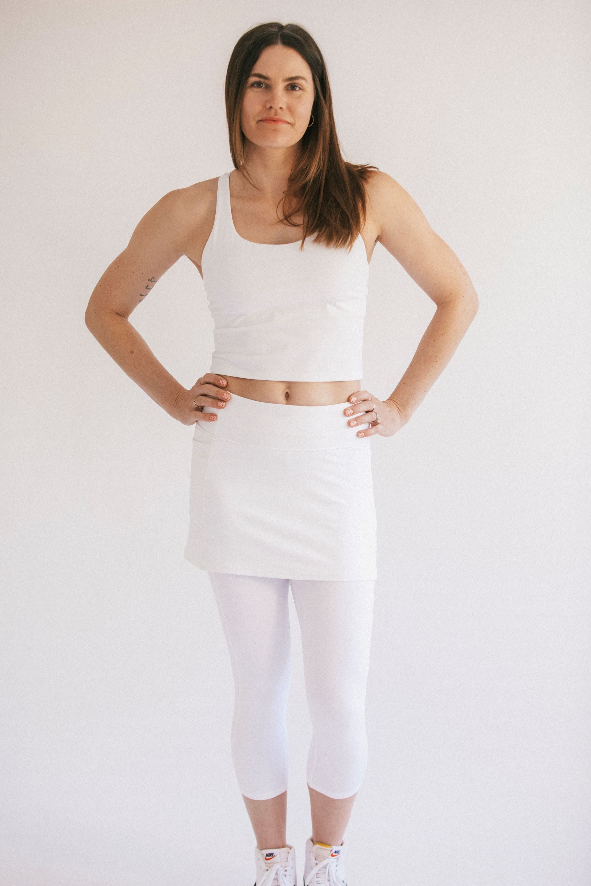 Tennis Skirt White with Leggings