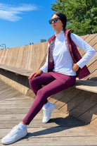 Comfortable Leggings with Skirt. Compression Leggings. Burgundy Leggings