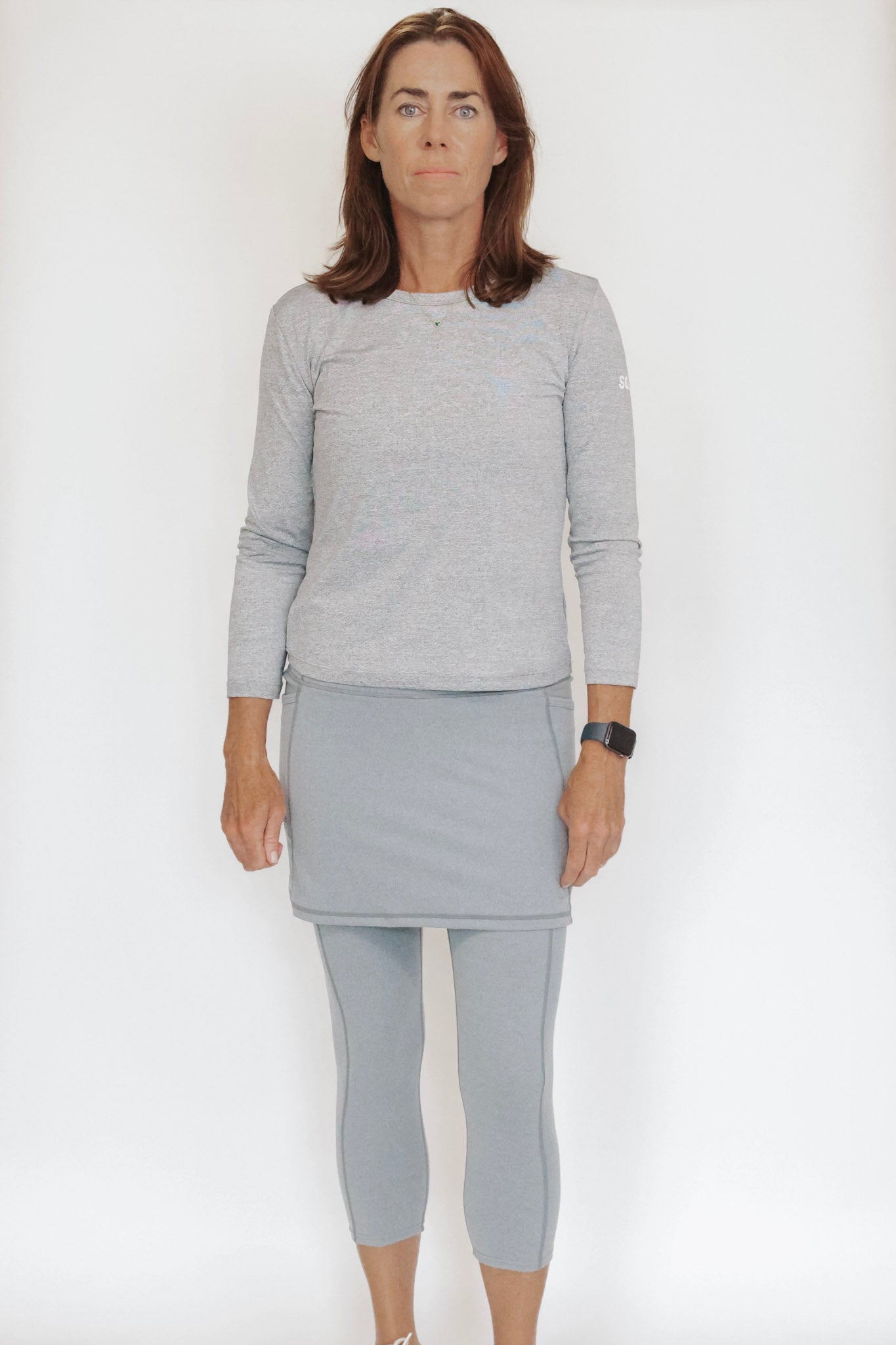 Skirted Leggings in Heather Grey Mid Calf