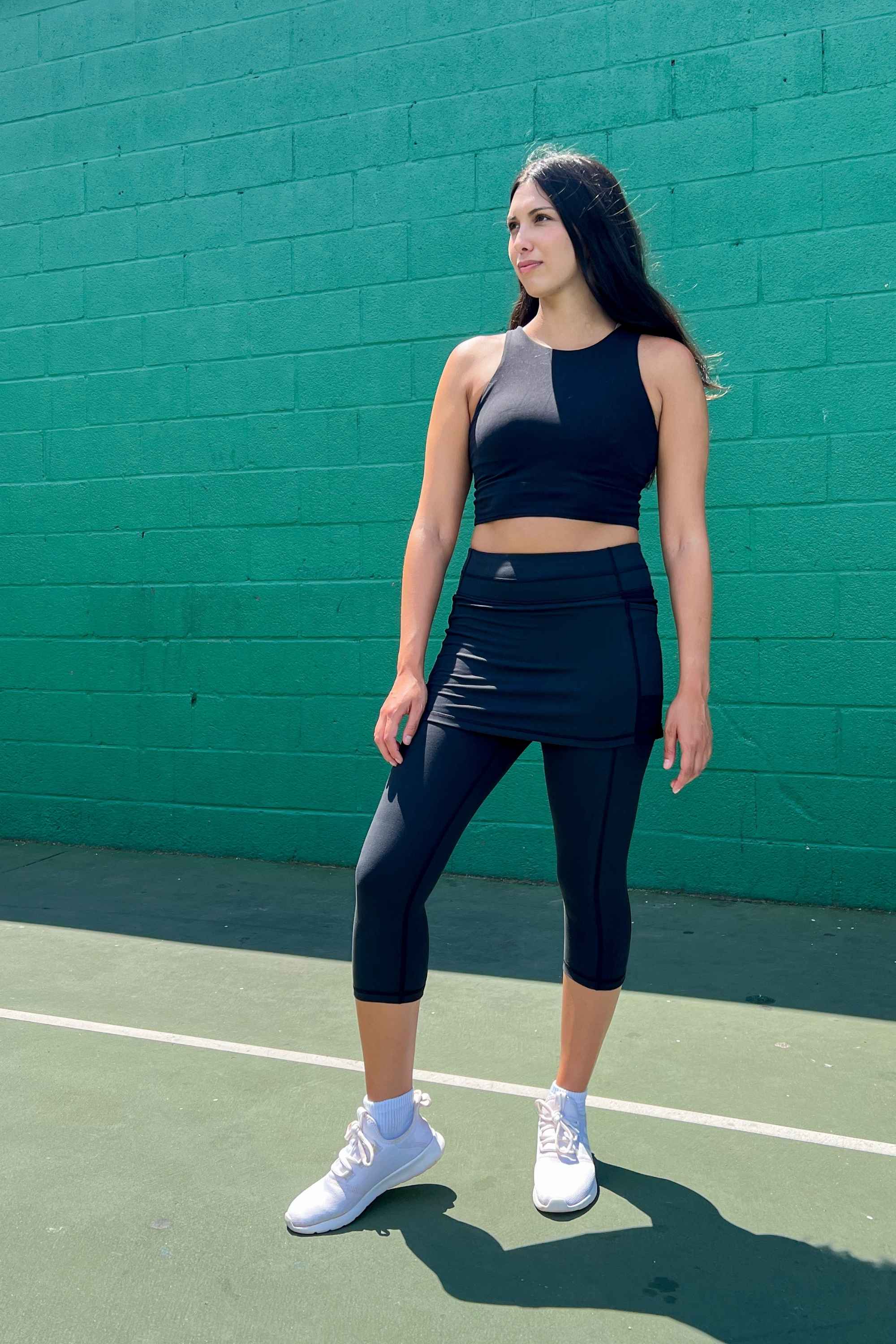 Tennis Leggings for Ladies with attached skirt and tennis ball pockets