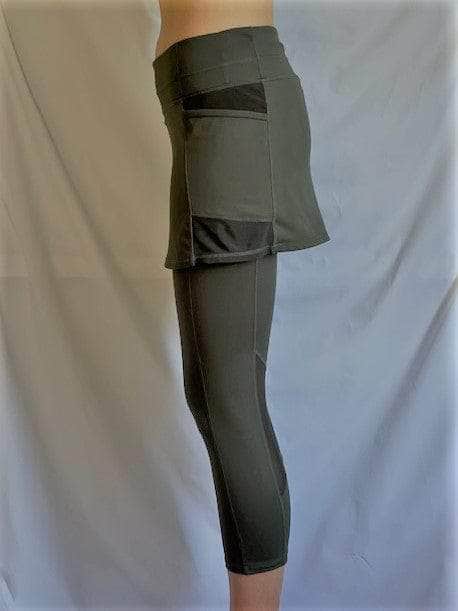 2-1 Original Skirted Mid-calf Length Leggings in Dark Olive