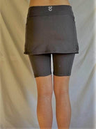 Studio shot of Steel Grey Bike Skort- Bike and Skater - Short and Sassy! - Sol Sister Sport