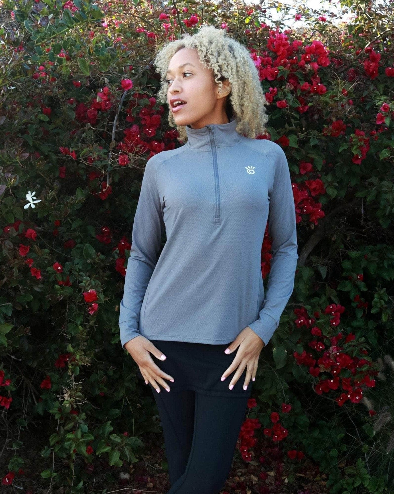 Sol Long-sleeve Zip Front Shirt in steel Grey - Sol Sister Sport